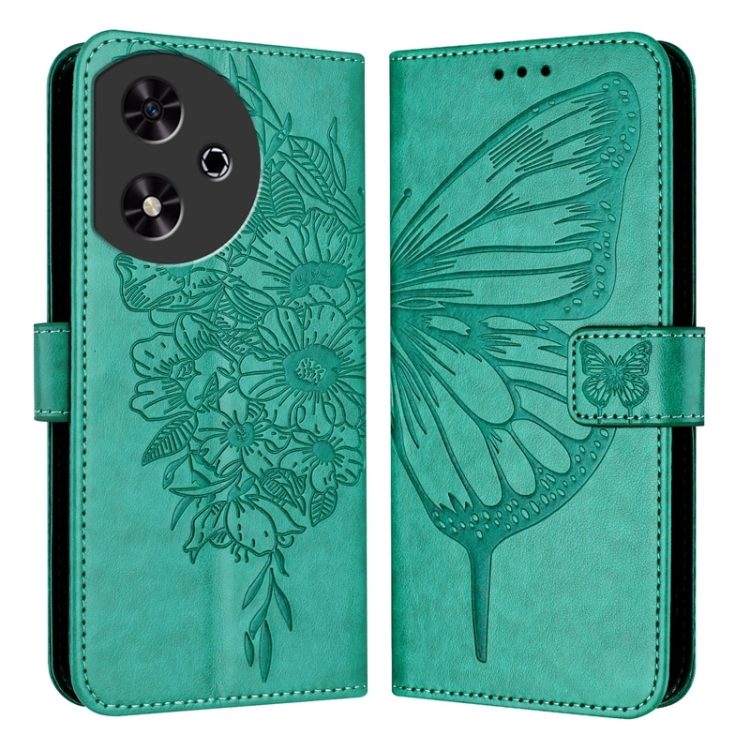 

For Honor Play 50 Embossed Butterfly Leather Phone Case(Green)