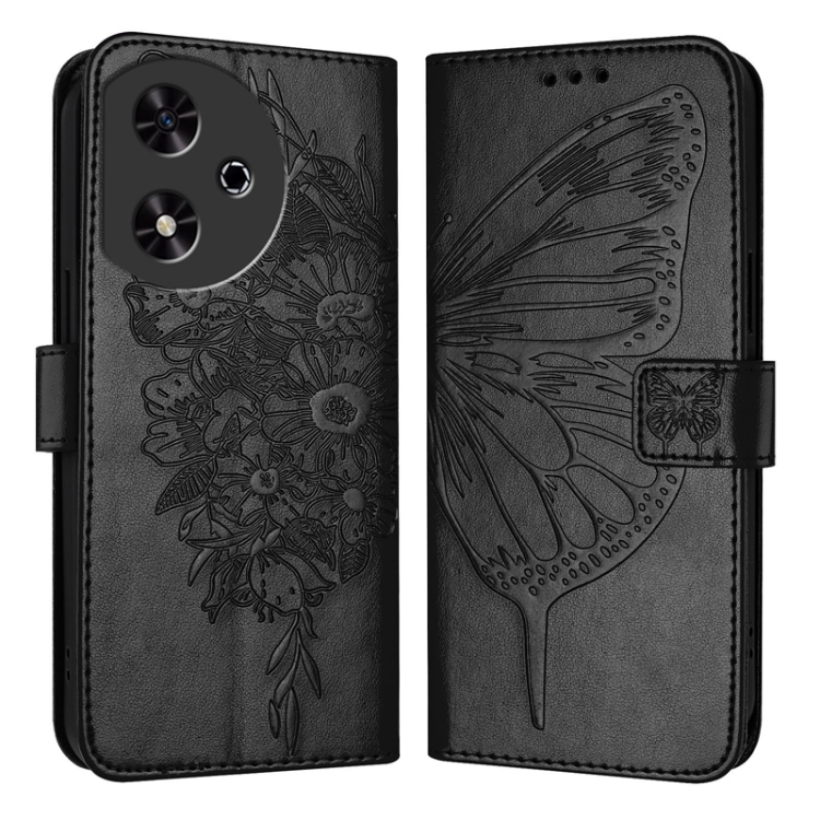 

For Honor Play 50 Embossed Butterfly Leather Phone Case(Black)