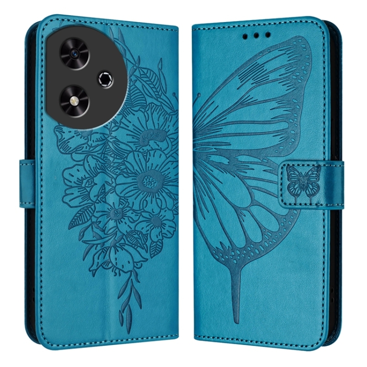 

For Honor Play 50 Embossed Butterfly Leather Phone Case(Blue)