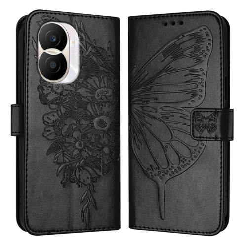 

For Honor X40i Embossed Butterfly Leather Phone Case(Black)