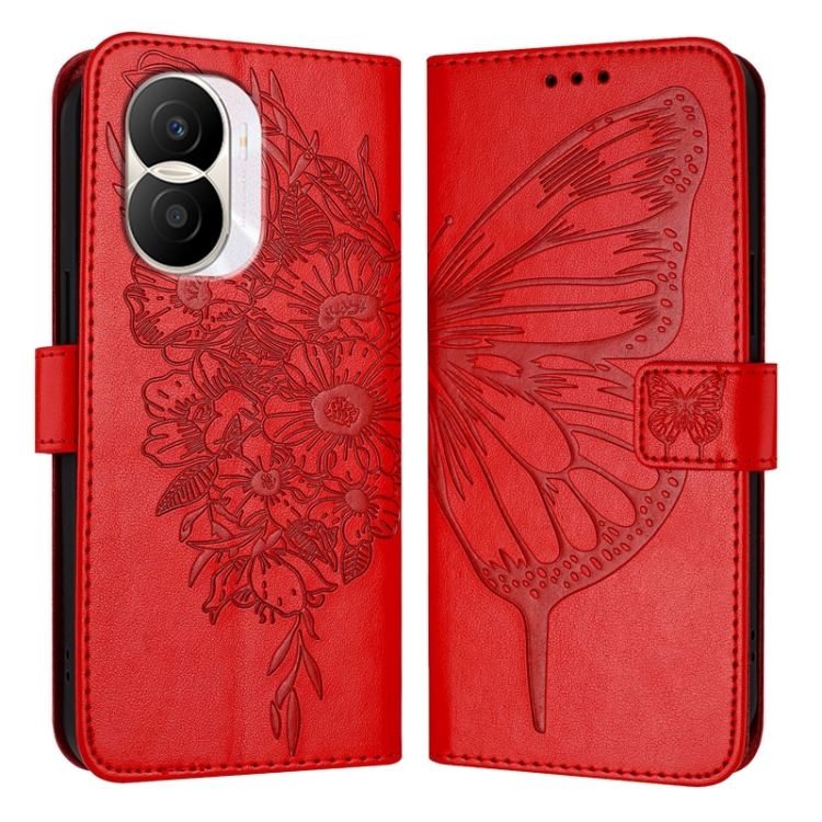 

For Honor X40i Embossed Butterfly Leather Phone Case(Red)
