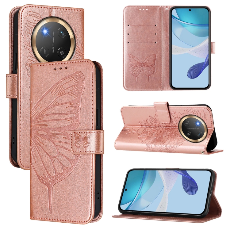 

For Honor X9C 5G Global Embossed Butterfly Leather Phone Case(Rose Gold)