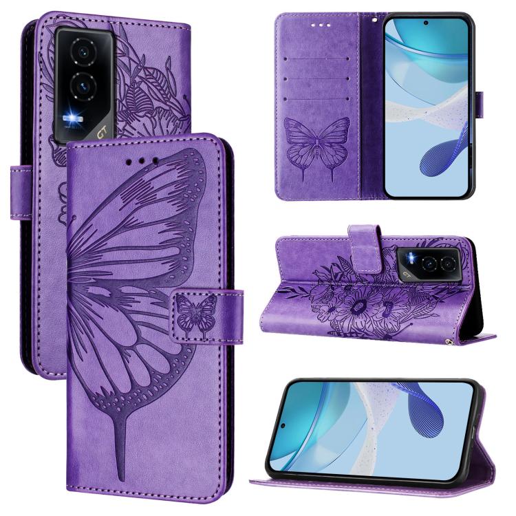

For Honor GT Embossed Butterfly Leather Phone Case(Purple)