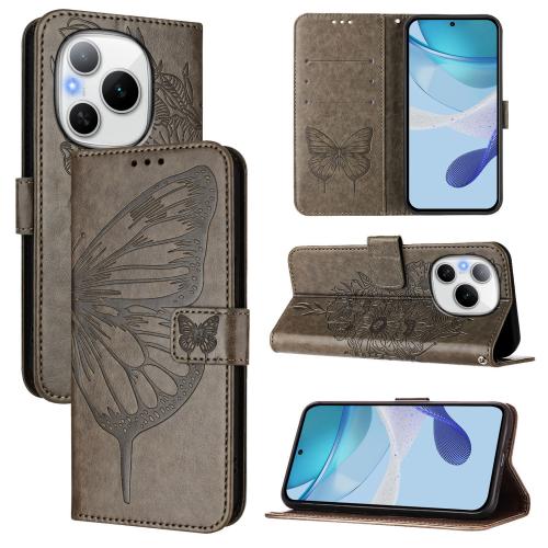 

For Honor Power 5G Embossed Butterfly Leather Phone Case(Grey)