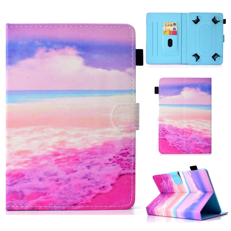

For 7 inch Universal Colored Drawing Stitching Leather Tablet Case(Pink Sea)