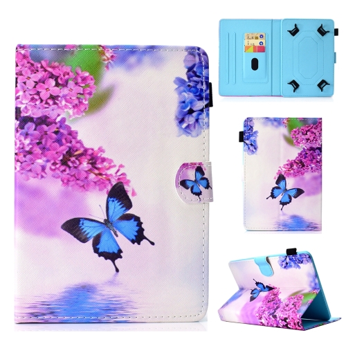 

For 8 inch Universal Colored Drawing Stitching Leather Tablet Case(Butterfly)