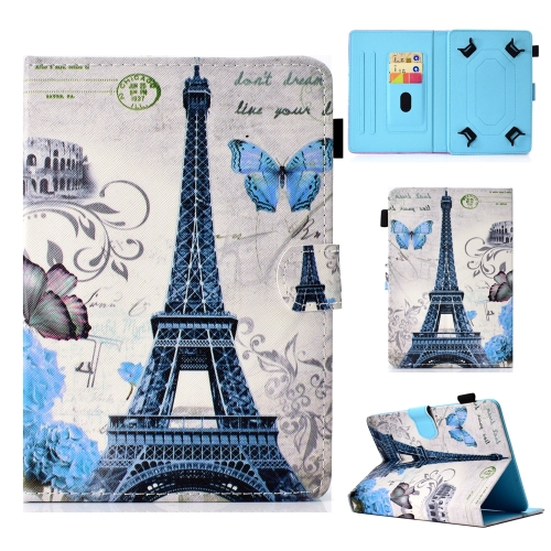 

For 8 inch Universal Colored Drawing Stitching Leather Tablet Case(Iron Tower)