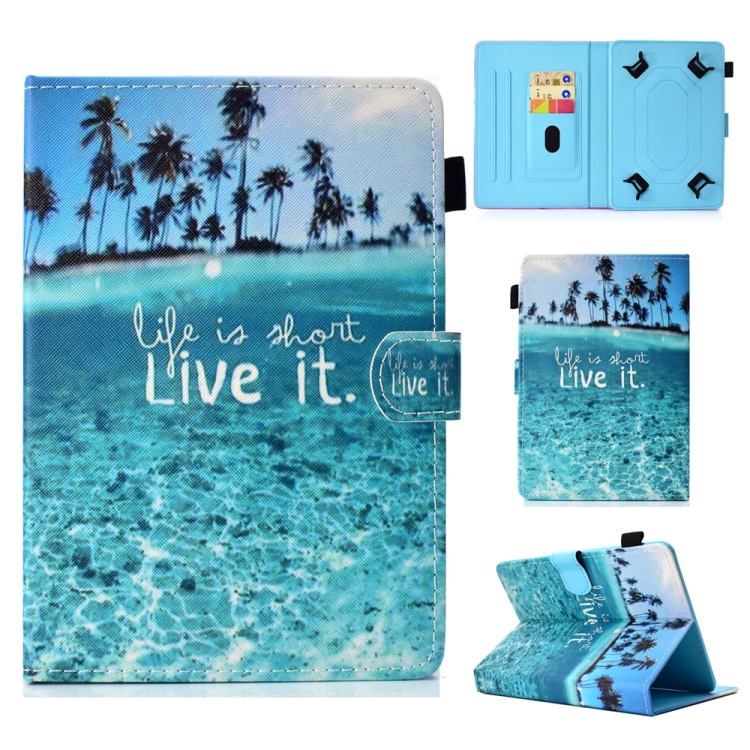 

For 8 inch Universal Colored Drawing Stitching Leather Tablet Case(Blue Sea)