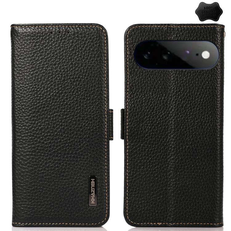 

For Google Pixel 11 Pro XL KHAZNEH Side-Magnetic Litchi Genuine Leather RFID Phone Case(Black)
