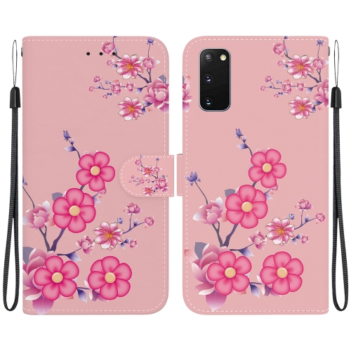 

For Samsung Galaxy S20 Crystal Texture Colored Drawing Leather Phone Case(Cherry Blossoms)