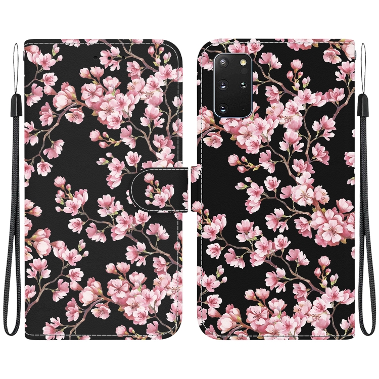 

For Samsung Galaxy S20+ Crystal Texture Colored Drawing Leather Phone Case(Plum Bossom)