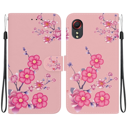 

For Samsung Galaxy Xcover 5 Crystal Texture Colored Drawing Leather Phone Case(Cherry Blossoms)