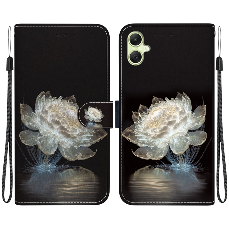 

For Samsung Galaxy A05 Crystal Texture Colored Drawing Leather Phone Case(Crystal Peony)