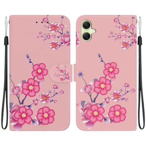 

For Samsung Galaxy A05 Crystal Texture Colored Drawing Leather Phone Case(Cherry Blossoms)