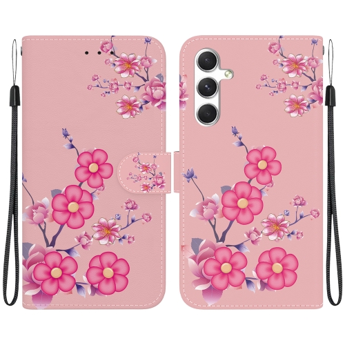 

For Samsung Galaxy S24+ 5G Crystal Texture Colored Drawing Leather Phone Case(Cherry Blossoms)