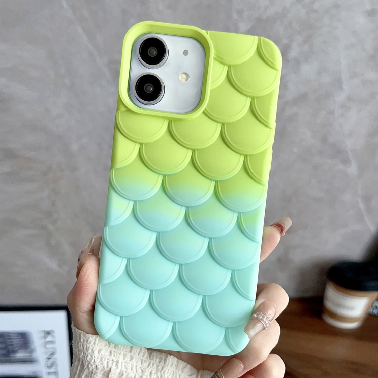 

For iPhone 11 Gradient Mermaid Scale Skin Feel Phone Case(Blue Green)