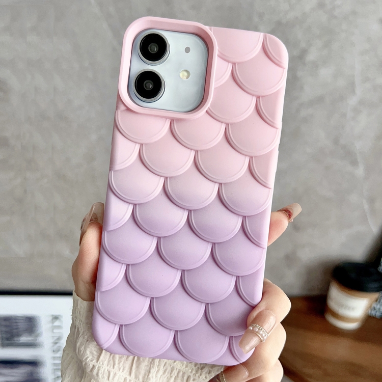 

For iPhone 11 Gradient Mermaid Scale Skin Feel Phone Case(Purple Pink)