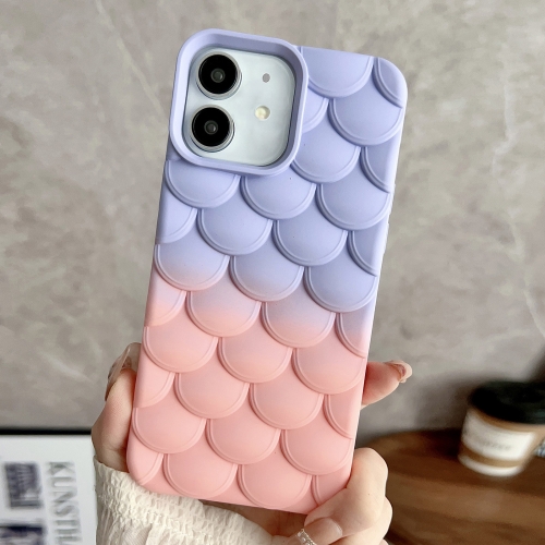 

For iPhone 12 Gradient Mermaid Scale Skin Feel Phone Case(Pink Purple)