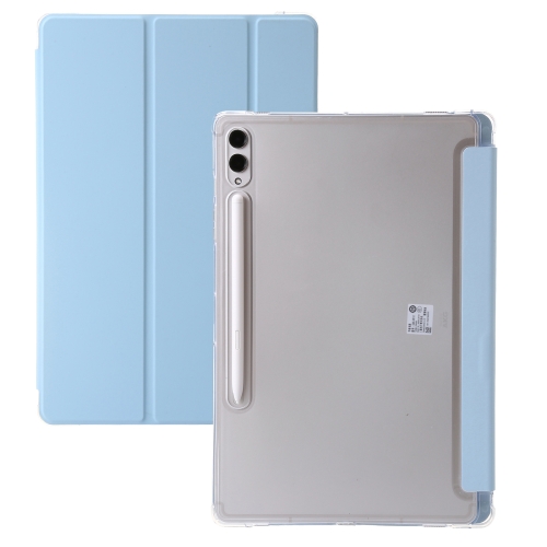 

For Samsung Galaxy Tab S9+ 3-Fold Clear Acrylic Leather Tablet Case(Ice Blue)