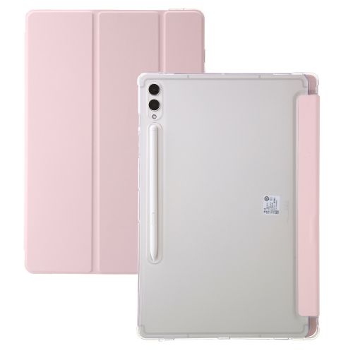 

For Samsung Galaxy Tab S9+ 3-Fold Clear Acrylic Leather Tablet Case(Pink)