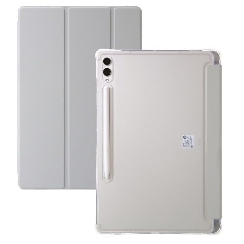 

For Samsung Galaxy Tab S9+ 3-Fold Clear Acrylic Leather Tablet Case(Grey)