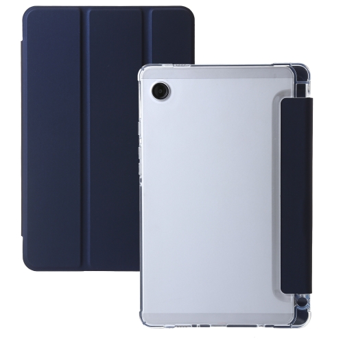 

For Samsung Galaxy Tab A9 3-Fold Clear Acrylic Leather Tablet Case(Dark Blue)