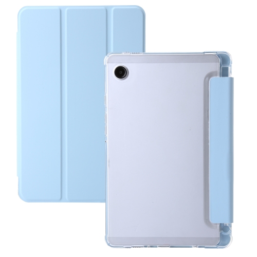 

For Samsung Galaxy Tab A9 3-Fold Clear Acrylic Leather Tablet Case(Ice Blue)