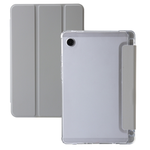 

For Samsung Galaxy Tab A9 3-Fold Clear Acrylic Leather Tablet Case(Grey)
