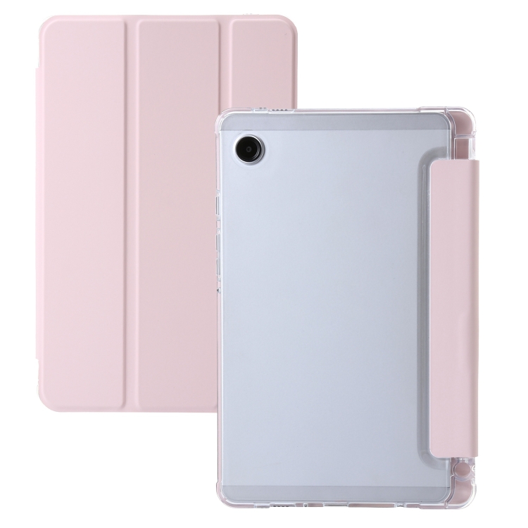 

For Samsung Galaxy Tab A9+ 3-Fold Clear Acrylic Leather Tablet Case(Pink)