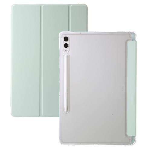 

For Samsung Galaxy Tab S10 Ultra 3-Fold Clear Acrylic Leather Tablet Case(Green)