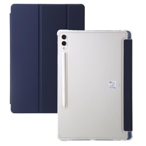 

For Samsung Galaxy Tab S10 FE+ 3-Fold Clear Acrylic Leather Tablet Case(Dark Blue)