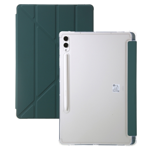

For Samsung Galaxy Tab S10+ / S9+ Clear Acrylic Deformation Leather Tablet Case(Deep Green)