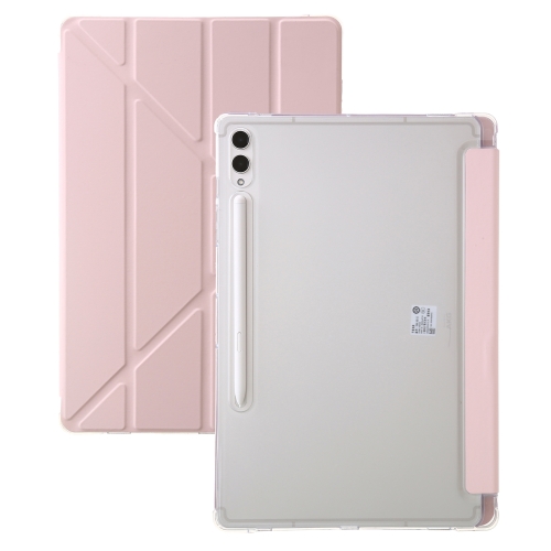 

For Samsung Galaxy Tab S9 FE Clear Acrylic Deformation Leather Tablet Case(Pink)