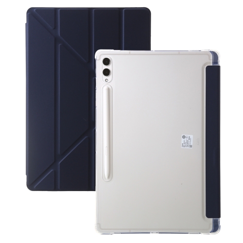 

For Samsung Galaxy Tab S9 FE Clear Acrylic Deformation Leather Tablet Case(Dark Blue)