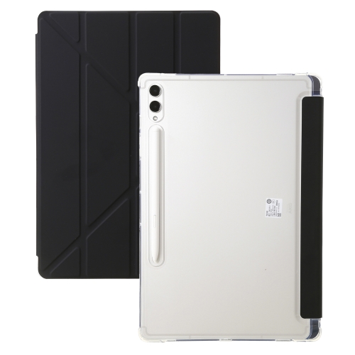 

For Samsung Galaxy Tab S9 FE+ Clear Acrylic Deformation Leather Tablet Case(Black)