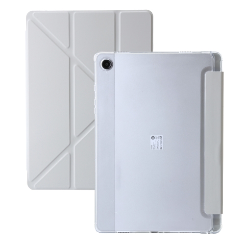 

For Samsung Galaxy Tab A9 Clear Acrylic Deformation Leather Tablet Case(Grey)