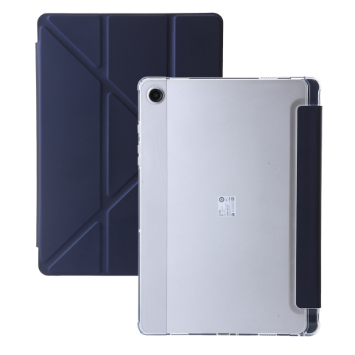 

For Samsung Galaxy Tab A9 Clear Acrylic Deformation Leather Tablet Case(Dark Blue)