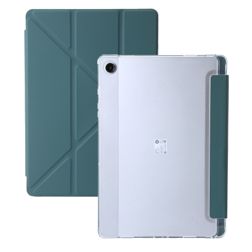 

For Samsung Galaxy Tab A9 Clear Acrylic Deformation Leather Tablet Case(Deep Green)