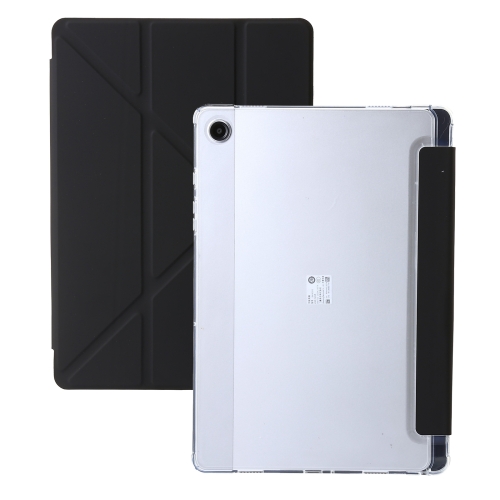 

For Samsung Galaxy Tab A9 Clear Acrylic Deformation Leather Tablet Case(Black)