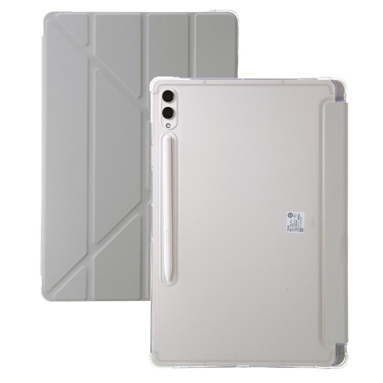 

For Samsung Galaxy Tab S10 FE+ Clear Acrylic Deformation Leather Tablet Case(Grey)