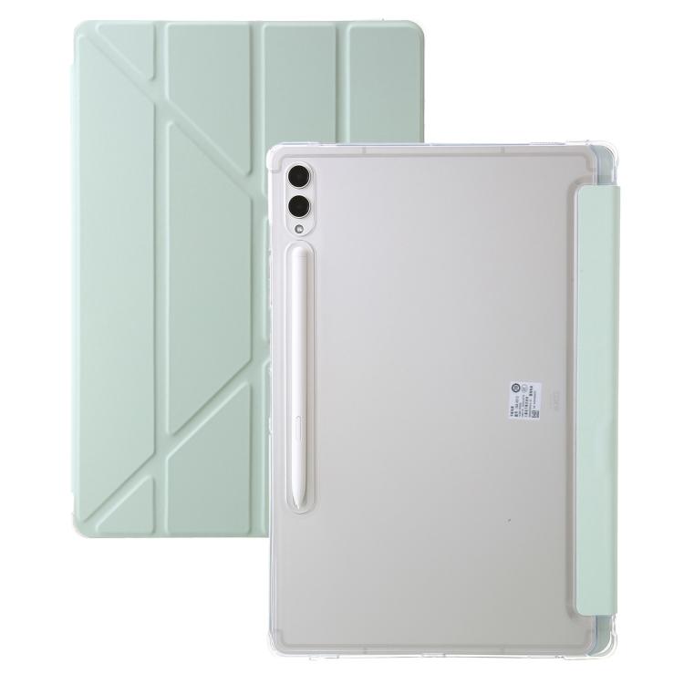 

For Samsung Galaxy Tab S10 FE+ Clear Acrylic Deformation Leather Tablet Case(Green)