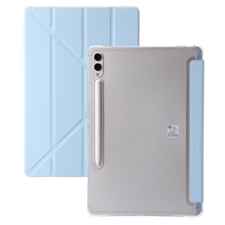 

For Samsung Galaxy Tab S10 FE+ Clear Acrylic Deformation Leather Tablet Case(Ice Blue)