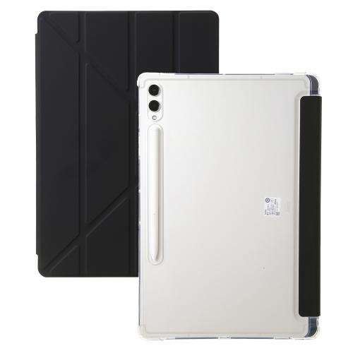 

For Samsung Galaxy Tab S10 FE+ Clear Acrylic Deformation Leather Tablet Case(Black)