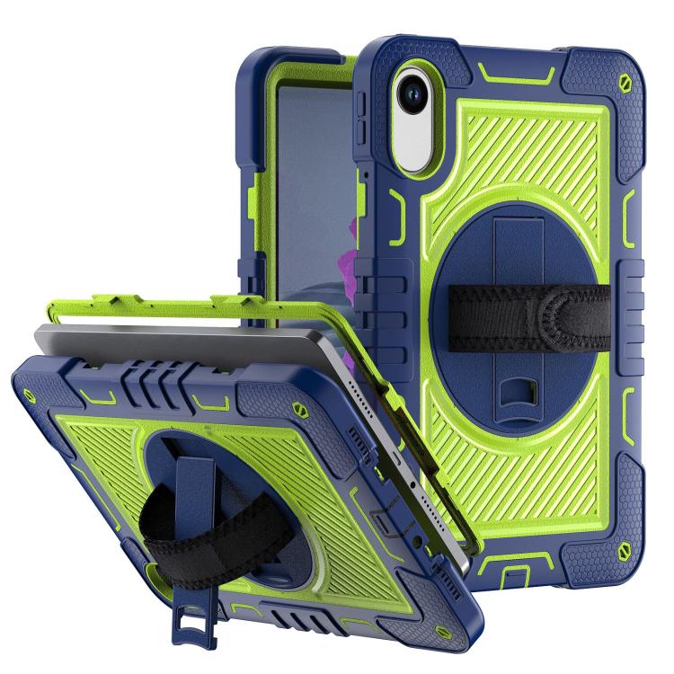 

For Xiaomi Redmi Pad 2 360 Degree Rotation PC Contrast Silicone Tablet Case(Navy Blue + Yellow Green)