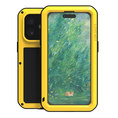 

For iPhone 16 LOVE MEI Metal Shockproof Life Waterproof Dustproof Phone Case(Yellow)