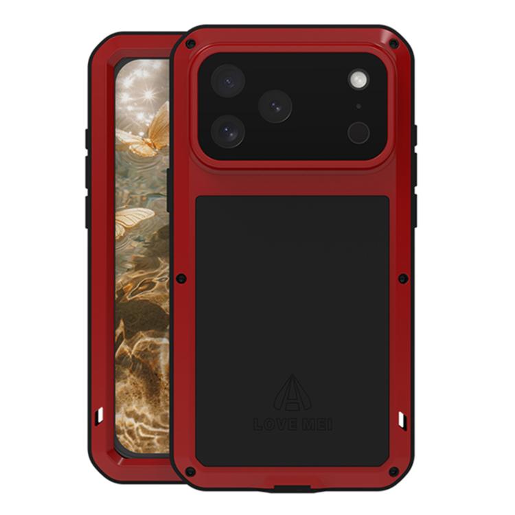 For iPhone 18 Pro Max / 17 Pro Max LOVE MEI Metal Shockproof Life Waterproof Dustproof Phone Case(Red)