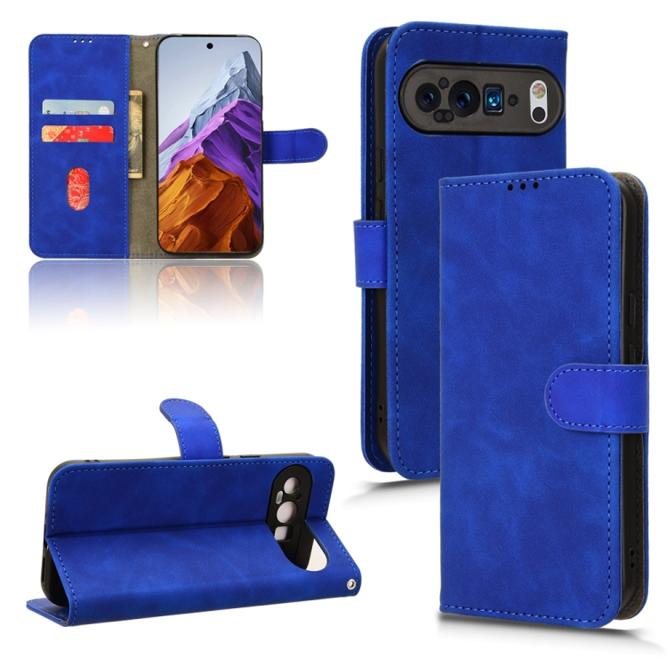 

For Google Pixel 9 Pro Skin Feel Magnetic Flip Leather Phone Case(Blue)