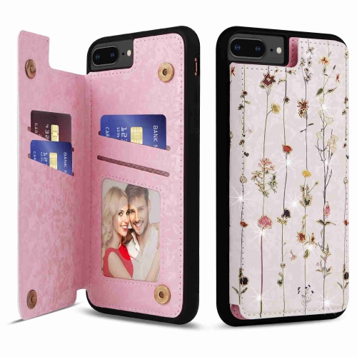 

For iPhone 8 Plus / 7 Plus Printed Double Buckle RFID Anti-theft Phone Case(Dried Flower World)