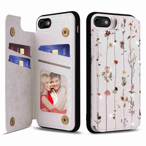 

For iPhone SE 2022 / SE 2020 Printed Double Buckle RFID Anti-theft Phone Case(Dried Flower World)