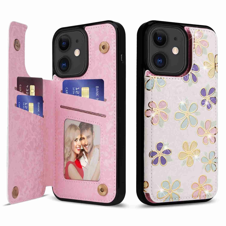 

For iPhone 11 Printed Double Buckle RFID Anti-theft Phone Case(Blossoming Flowers)